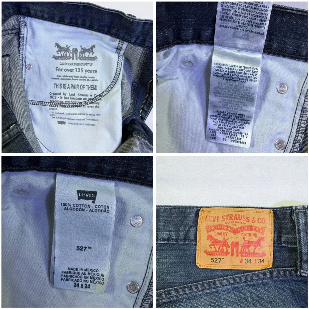 Levis 527 Slim Bootcut Jeans Mens 34x34 Dark Wash Indigo Denim 05527-0248